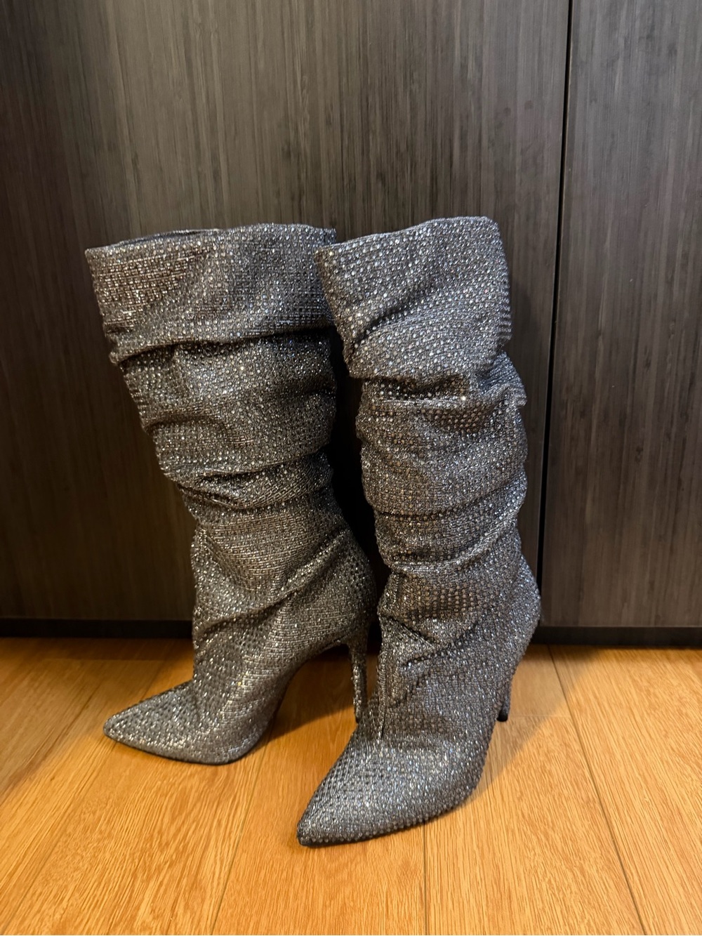 Jessica Simpson Women’s Sparkle Slouch Boots - Silver/Dark Grey